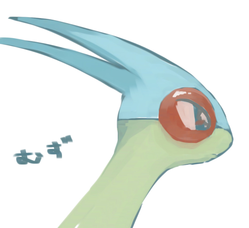 alternate_color animal_focus blue_eyes butter_(oshi8kyoumoh) closed_mouth colored_sclera commentary_request expressionless flygon from_side no_humans pokemon pokemon_(creature) portrait profile red_sclera shiny_pokemon simple_background sketch solo translation_request white_background