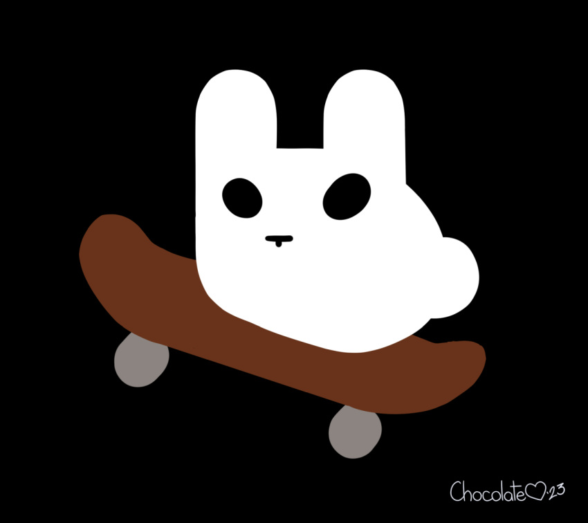 ambiguous_gender anthro chocolatekitsune colored fur hi_res icon lagomorph leporid mammal minimalist rabbit signature simple_face skateboard solo vehicle video_game_reference white_body white_fur