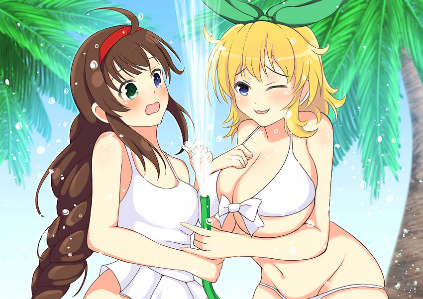 2girls breasts female multiple_girls ryoubi_(senran_kagura) ryouna_(senran_kagura) senran_kagura sisters