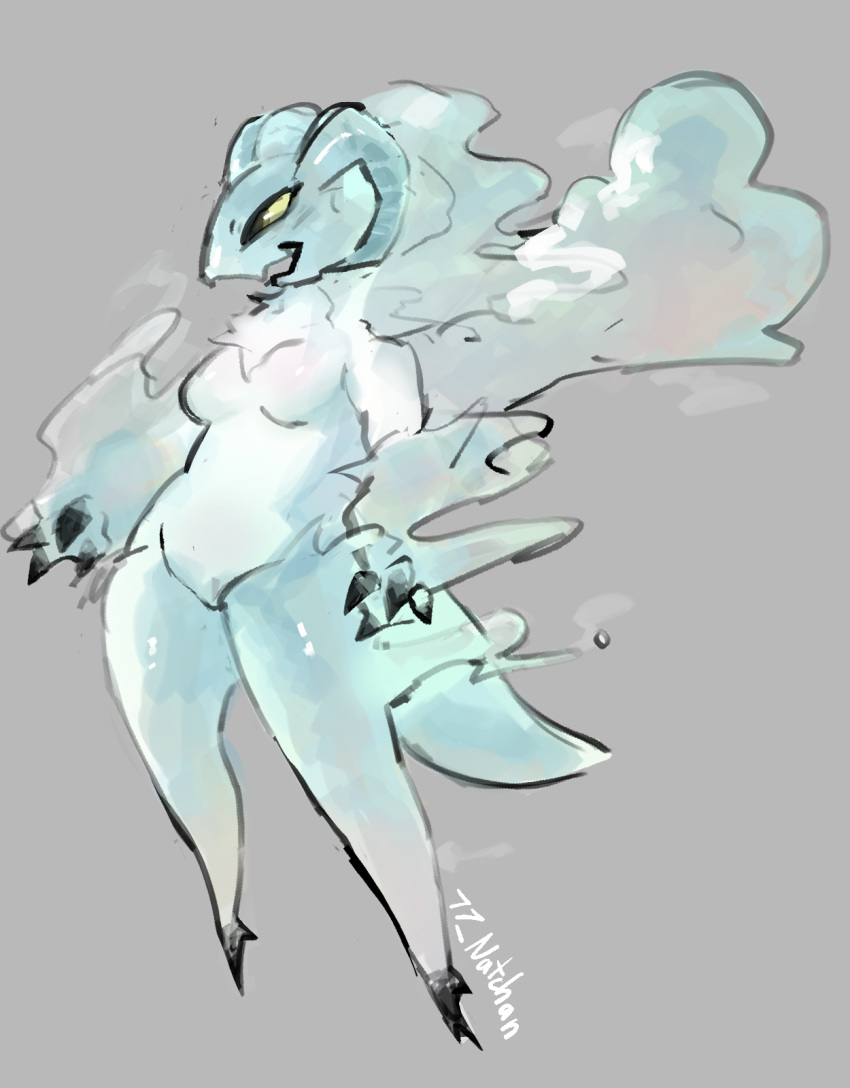 air_creature amaverse anthro breasts claws cloud dragon ea elemental_creature elemental_dragon female hi_res horn living_cloud mythological_creature mythological_scalie mythology natchan naturally_censored nude open_mouth open_smile scalie smile solo