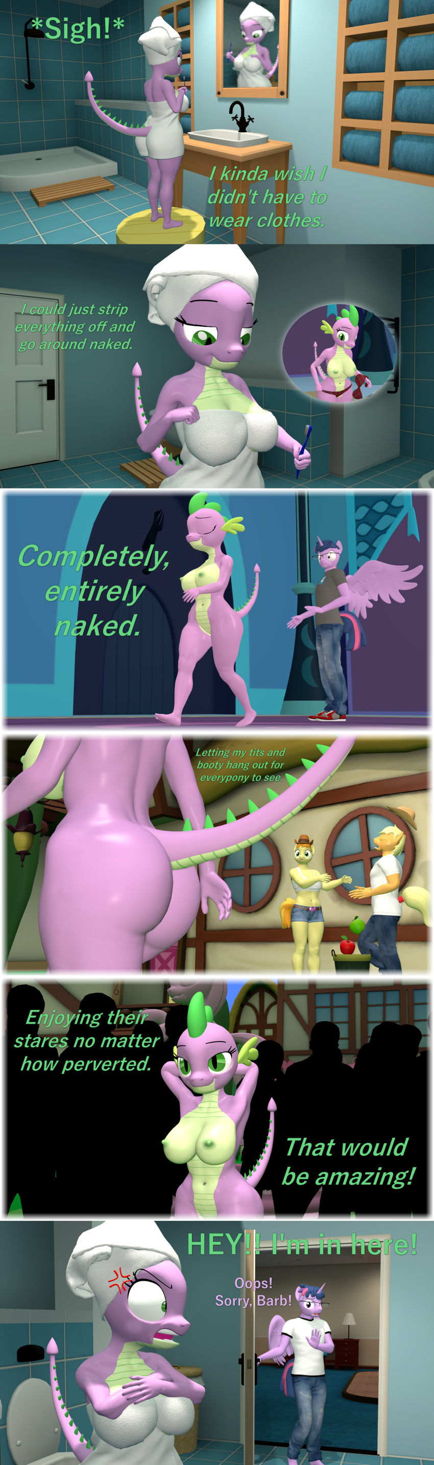 3d_(artwork) absurd_res anthro anthrofied applejack_(mlp) big_breasts big_butt bra braeburn_(mlp) breasts butt clothing crossgender digital_media_(artwork) equid equine exhibitionism eyes_closed eyewear female friendship_is_magic ftm_crossgender genitals glasses hasbro hi_res horn male mammal mtf_crossgender my_little_pony mythological_creature mythological_equine mythology nude panties papadragon69 pussy smile spike_(mlp) thick_thighs towel towel_only twilight_sparkle_(mlp) underwear winged_unicorn wings