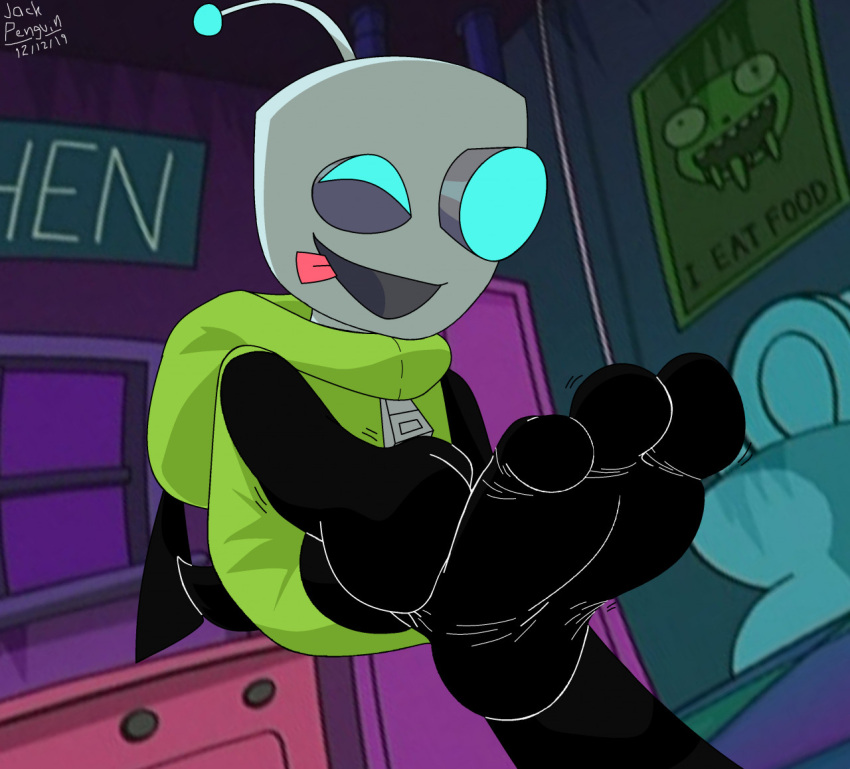 3_toes ambiguous_gender clothing costume feet foot_focus gir_(invader_zim) humanoid humanoid_feet invader_zim machine nickelodeon pinwin plantigrade robot soles solo toes tongue tongue_out