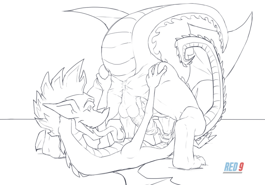 69_position american_dragon:_jake_long anthro anus balls bent_over bumped_penis butt coiled_tongue digitigrade disney dragon duo eastern_dragon fellatio forked_tongue glans humanoid_penis jake_long line_art long_tail long_tongue lying male male/male membranous_wings nude on_back oral penis perineum prehensile_tongue raised_tail red-9 scalie selfcest sex signature spread_butt spreading square_crossover straddling tongue wings