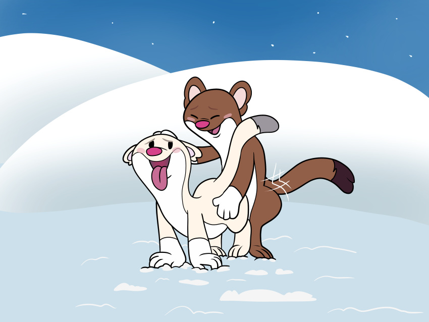 absurd_res all_fours blush doggystyle duo female from_behind_position hi_res male male/female mammal mascot mustelid musteline olympic_mascot olympics open_mouth scuzzyfox sex stoat true_musteline weasel