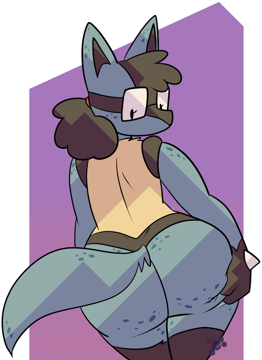 alpha_channel anthro big_butt butt butt_grab eyewear female freckles glasses hand_on_butt huge_butt looking_back lucario nerdcario nintendo pigtails pok&eacute;mon potoobrigham presenting presenting_hindquarters sirphilliam video_games wide_hips