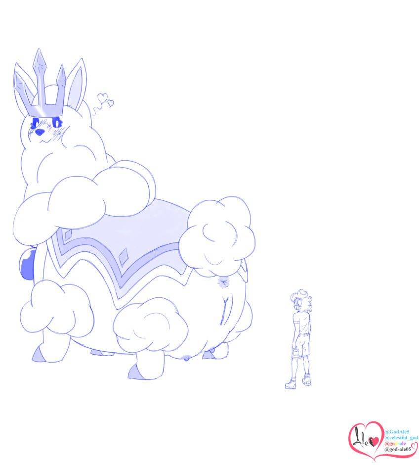 ale_(god-ale_oc) anus big_ears blue_lines blush blush_lines boots clothed clothed_male clothing digital_drawing_(artwork) digital_media_(artwork) duo eyewear female feral footwear fur god-ale hi_res hooves human imminent_anal_vore imminent_vore kingpaca larger_female looking_at_butt looking_back male male/female male_human mammal monochrome pal_(species) palworld pocketpair rear_view simple_background size_difference sketch smaller_male sunglasses teats udders vaginal white_background wool_(fur)
