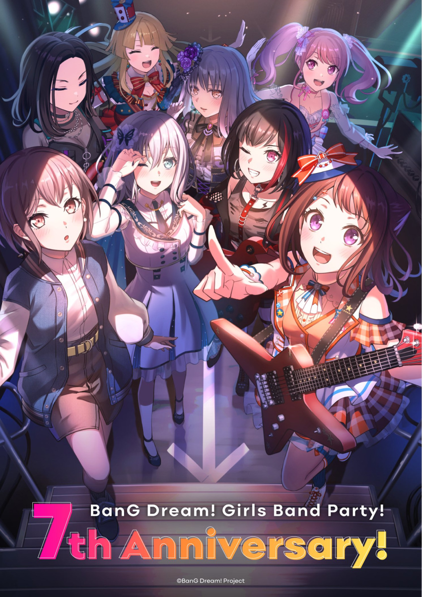 6+girls bang_dream! black_hair blonde_hair blue_eyes bob_cut brown_hair grey_hair hair_between_eyes hair_ornament highres kurata_mashiro long_hair looking_at_viewer maruyama_aya medium_hair minato_yukina mitake_ran multicolored_hair multiple_girls official_art open_mouth pink_eyes pink_hair purple_eyes red_hair short_hair smile star_(symbol) streaked_hair takamatsu_tomori toyama_kasumi tsurumaki_kokoro wakana_rei white_hair yellow_eyes