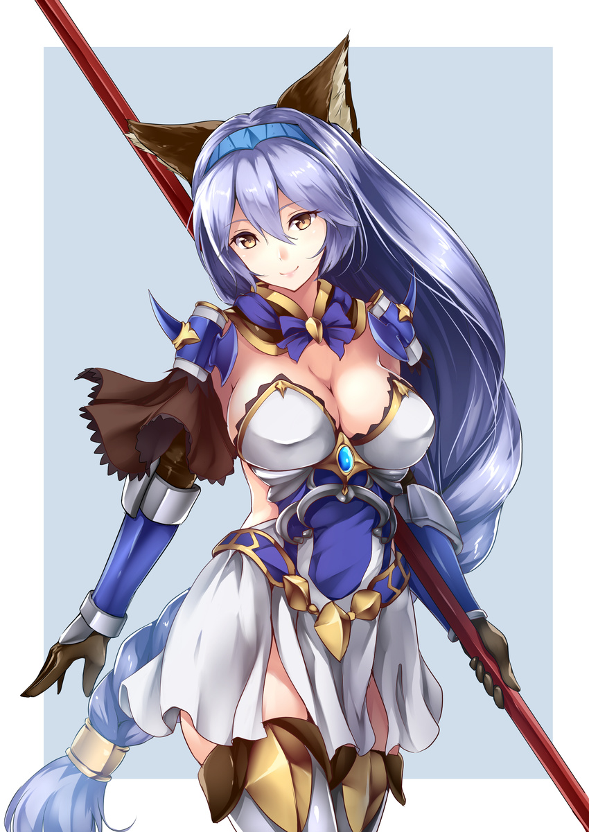 armor bit cleavage granblue_fantasy heles thighhighs weapon