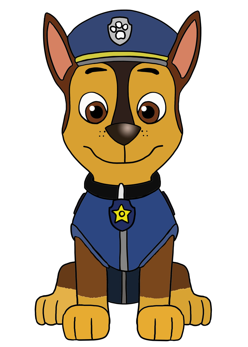 canine chase_(paw_patrol) chipper_(artist) colored cub cute dog german_shepherd hat looking_at_viewer male mammal paw_patrol paws police_hat sitting solo young