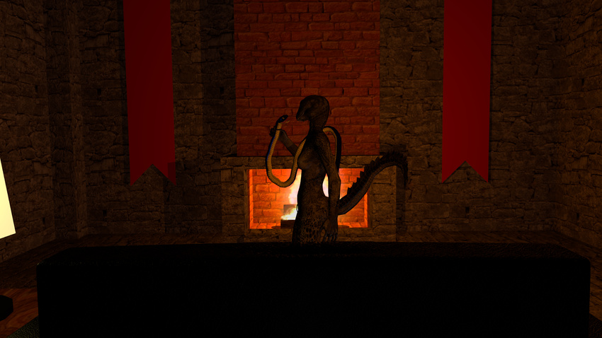 3d_(artwork) argonian blender3d brick castle chimney digital_media_(artwork) female feral fire holding_(disambiguation) invalid_color invalid_tag nude reptile scalie skyrim snake sofa the_elder_scrolls venturing_viper video_games