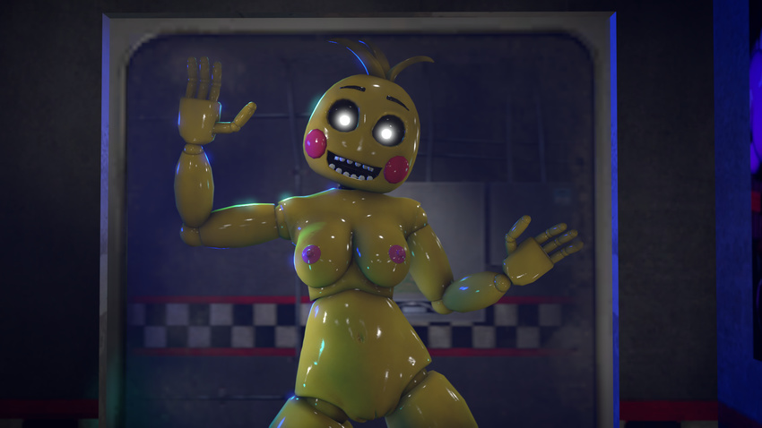 3d_(artwork) animatronic anthro avian breasts digital_media_(artwork) female five_nights_at_freddy's five_nights_at_freddy's_2 humanoid machine nipples nude pervertguy341 pose pussy robot shiny solo source_filmmaker toy_chica_(fnaf) video_games window