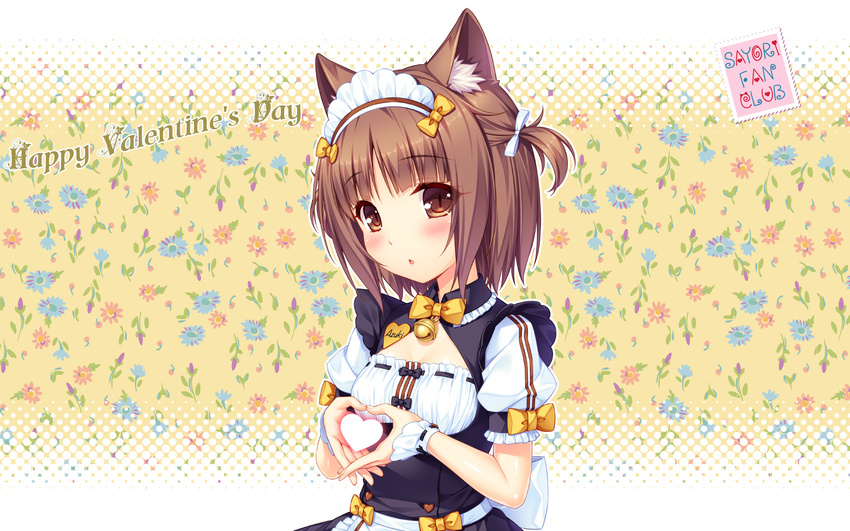 animal_ears azuki cleavage maid neko_para neko_works nekomimi sayori valentine wallpaper