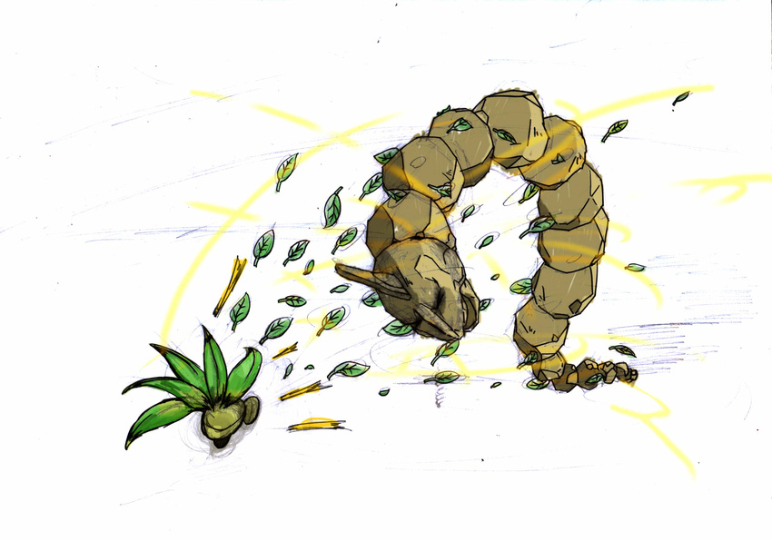 battle leaf no_humans oddish onix pokemon