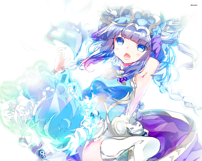 blue_eyes chinese_clothes haku_(p&amp;d) heco_(mama) long_hair purple_hair puzzle_&amp;_dragons solo