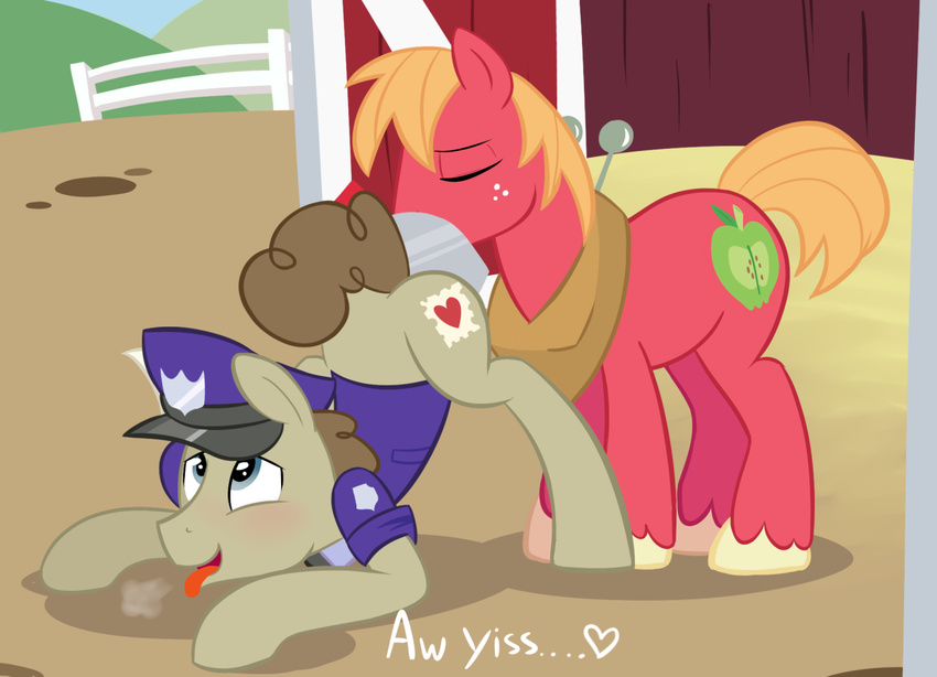 acstlu anal big_macintosh_(mlp) blue_eyes brown_fur brown_hair cutie_mark equine eyes_closed farm feral friendship_is_magic fur hair horse mailbox male male/male mammal my_little_pony oral orange_hair post_haste_(mlp) red_fur rimming sex tongue tongue_out