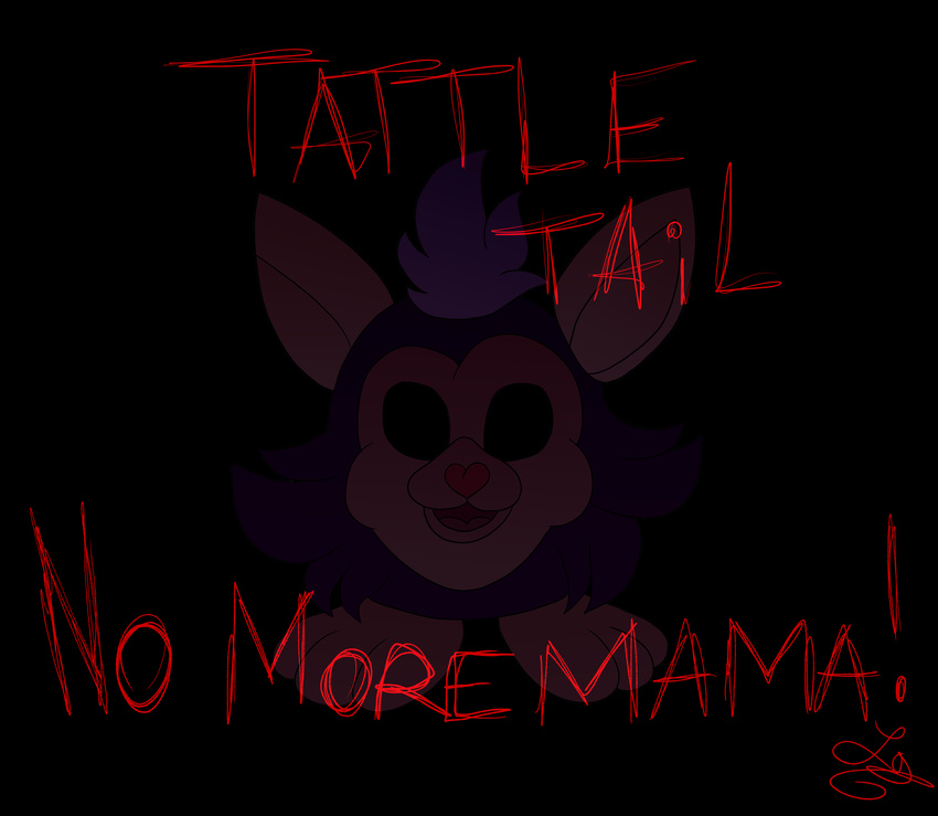 2017 black_background black_eyes creepy dashiathebunny dialogue english_text fur hair_tuft mammal nightmare_fuel purple_fur signature simple_background tattletail tattletail_(character) tattletail_(species) text tongue