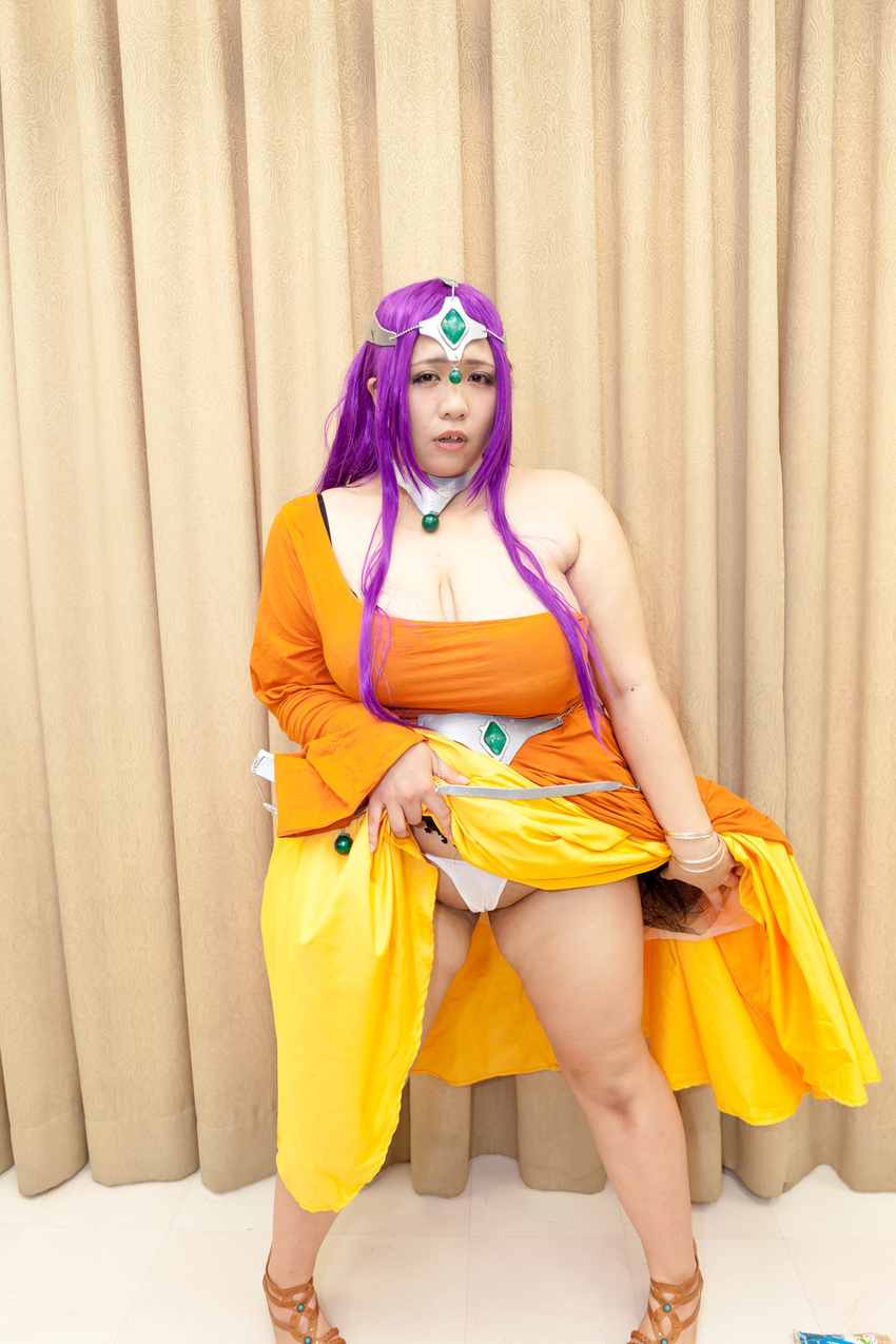 1girl asian breasts chouzuki_maryou chunsoft cosplay dragon_quest dragon_quest_iv enix large_breasts minea minea_(cosplay) photo plump purple_hair solo