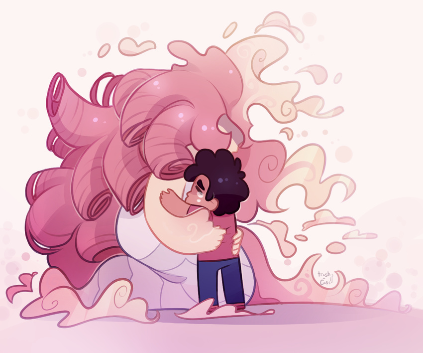 cartoon_network cloud crying cute female hug human hybrid larger_female male mammal mother mother_and_son parent sad size_difference smaller_male son steven_quartz_universe steven_universe tears