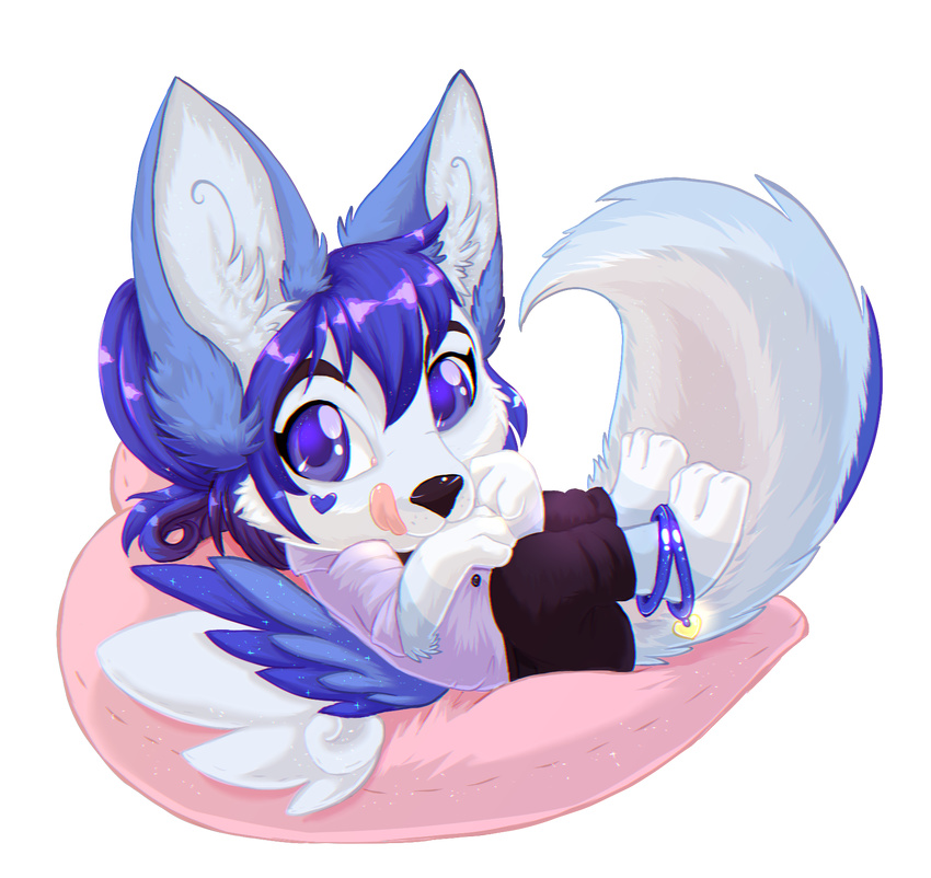 ambiguous_gender anthro canine chibi clothed clothing fur hair looking_at_viewer mammal nightangeltdc_(artist) solo tongue tongue_out