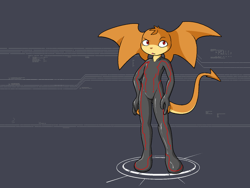 ambiguous_gender bodysuit clothing darkdoomer digimon head_wings membranous_wings ms_paint patachu patamon red_eyes skinsuit solo tight_clothing wallpaper wings