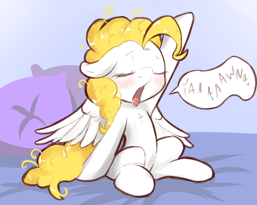 bed cute digital_media_(artwork) equine fearingfun featureless_crotch feral horse mammal my_little_pony open_mouth pony sketch surprise_(pre-g4) tongue tongue_out waking_up wings