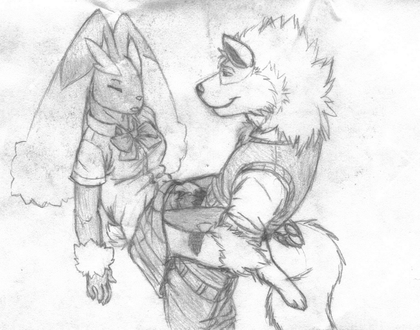 anthro arcanine canine liondance lopunny male mammal muscular muscular_male nintendo pok&eacute;mon video_games