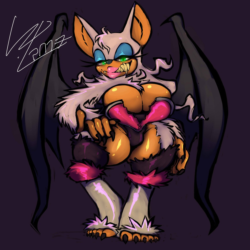 2017 anthro bat big_breasts breasts cleavage clothed clothing fangs female looking_at_viewer mammal rouge_the_bat smile solo sonic_(series) werebat wolflance