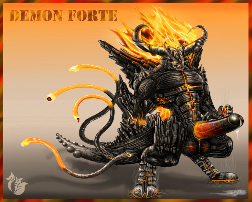 abs alternate anthro balls big_(disambiguation) big_penis canine claws demon destruction dog dragon fire forte heat_(disambiguation) hooves horn hybrid invalid_tag lava mammal metalfoxt(artist) monster muscular nude pecs penis piercing solo tentacles