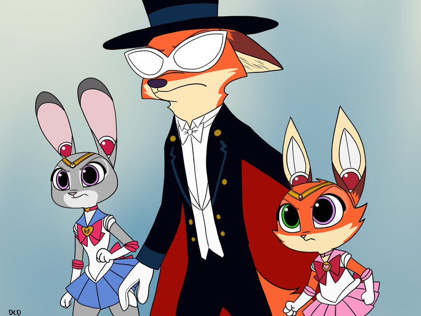 2017 anthro canine clothed clothing cosplay costume disney duo female fox fur heterochromia hybrid judy_hopps lagomorph male mammal nick_wilde parent rabbit skeletonguys-and-ragdolls violet_(zootopia) young zootopia