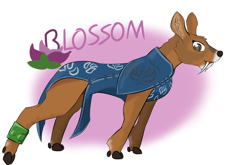 blossom cervine chinese_clothing chinese_dress chinese_water_deer clothing deer dress fangs female feral flower fur jewelry mammal plant simple_background solo tartaurus text tusks