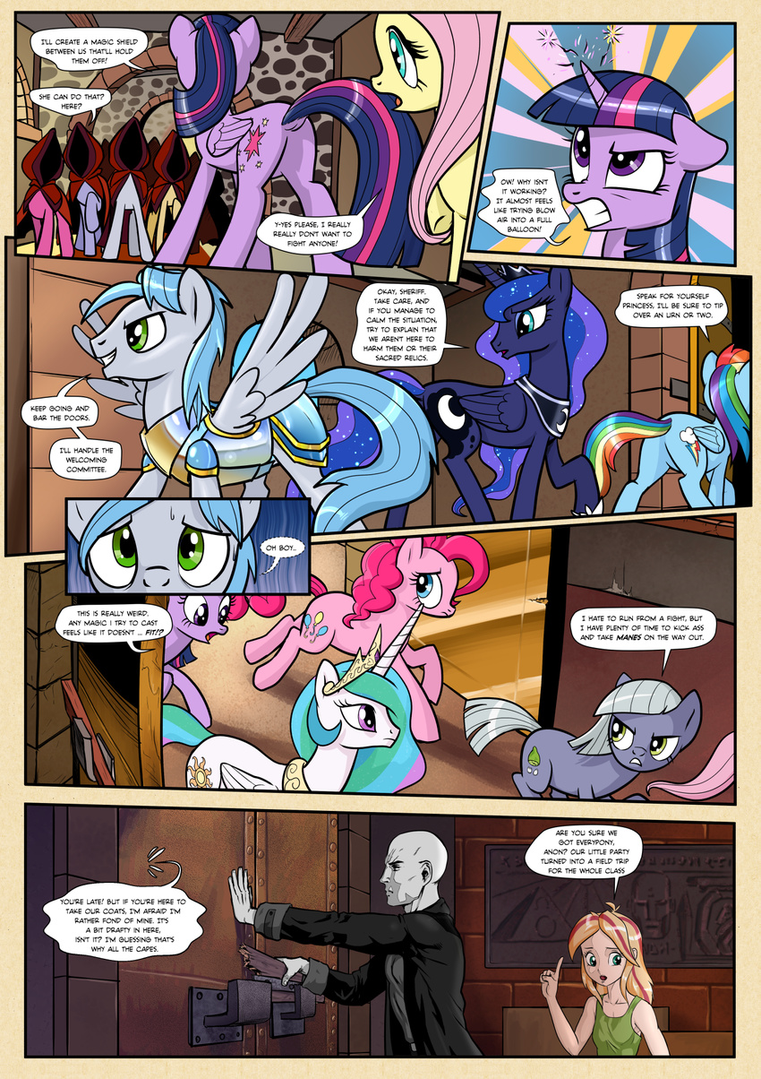 anon armor clothing comic dialogue earth_pony english_text equine fan_character female fluttershy_(mlp) friendship_is_magic horn horse human invalid_color invalid_tag limestone_pie_(mlp) male mammal my_little_pony pegasus pencils_(artist) pinkie_pie_(mlp) pony princess_celestia_(mlp) princess_luna_(mlp) rainbow_dash_(mlp) text unicorn winged_unicorn wings