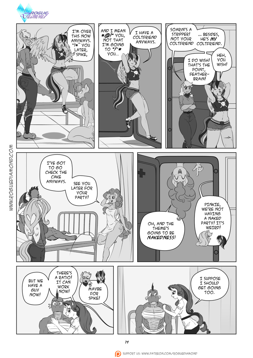 2017 anthro applejack_(mlp) comic dialogue dragon earth_pony english_text equine female fluttershy_(mlp) friendship_is_magic group horn horse male mammal muscular muscular_male my_little_pony pegasus pia-sama pinkie_pie_(mlp) pony rainbow_dash_(mlp) rarity_(mlp) spike_(mlp) text unicorn wings