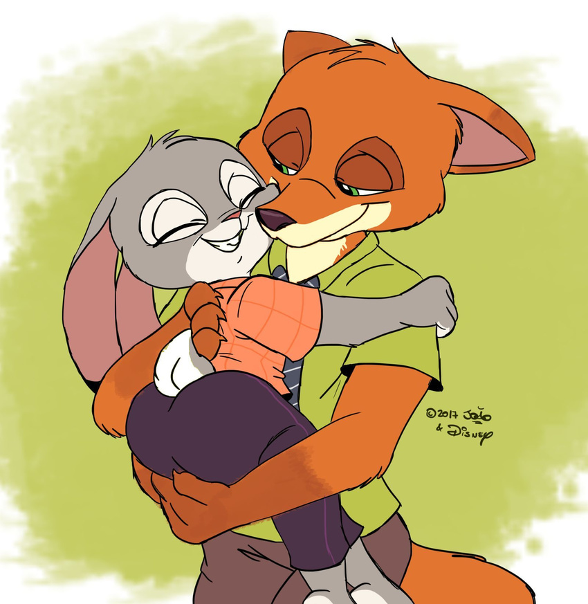 big_butt butt canine clothing disney female fox hug jpp judy_hopps lagomorph mammal nick_wilde rabbit zootopia