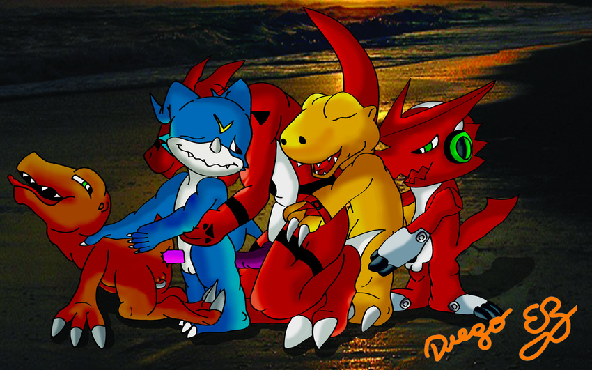 agumon diegoeb digimon digimon_data_squad digimon_xros_wars guilmon shoutmon veemon