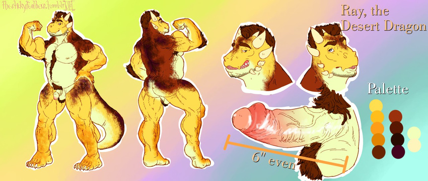 anthro balls erection flexing humanoid_penis male model_sheet musclegut penis pubes scalie solo standing stickyfeathers uncut