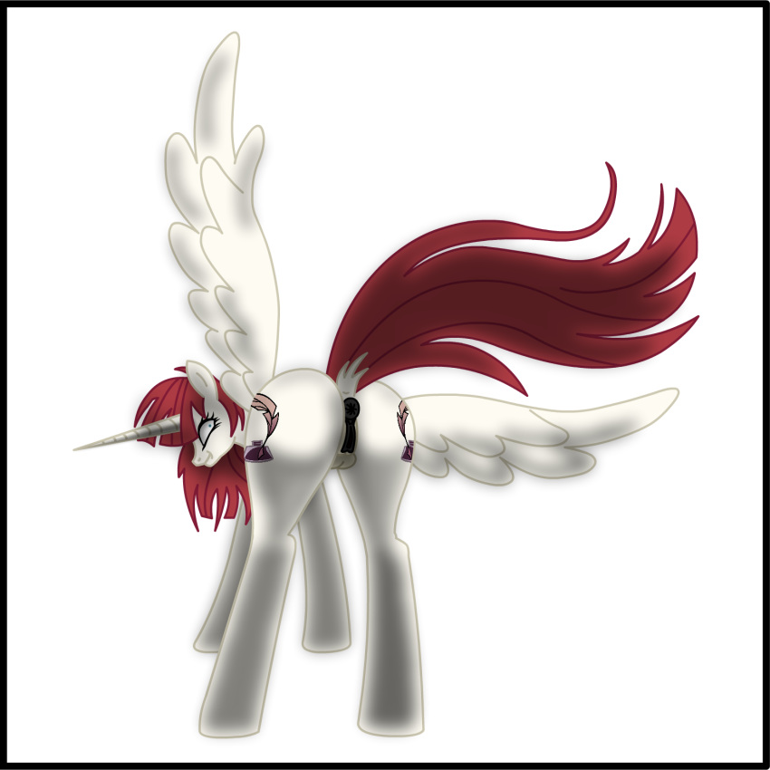 anatomically_correct anatomically_correct_pussy animal_genitalia animal_pussy anus butt cutie_mark dock edit equine equine_pussy fausticorn feathered_wings feathers female feral hair horn lauren_faust looking_back mammal my_little_pony ponison puffy_anus pussy rape_face red_hair simple_background solo white_background winged_unicorn wings