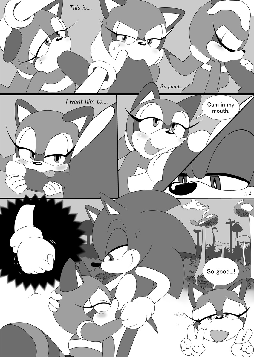 2017 anthro balls comic dialogue duo english_text erection fellatio female hedgehog hi_res male mammal marine_the_raccoon oral penis raccoon senshion sex sonic_(series) sonic_the_hedgehog text