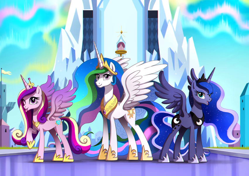 2017 crystal_empire equine female friendship_is_magic group horn mammal my_little_pony one_eye_closed princess_cadance_(mlp) princess_celestia_(mlp) princess_luna_(mlp) ruhje tongue tongue_out winged_unicorn wings wink