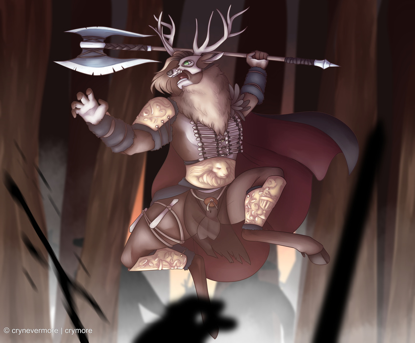 antlers armor axe balls bone cape cervine clothing crymore deer fight hooves horn invalid_color invalid_tag king_cervie mammal melee_weapon weapon