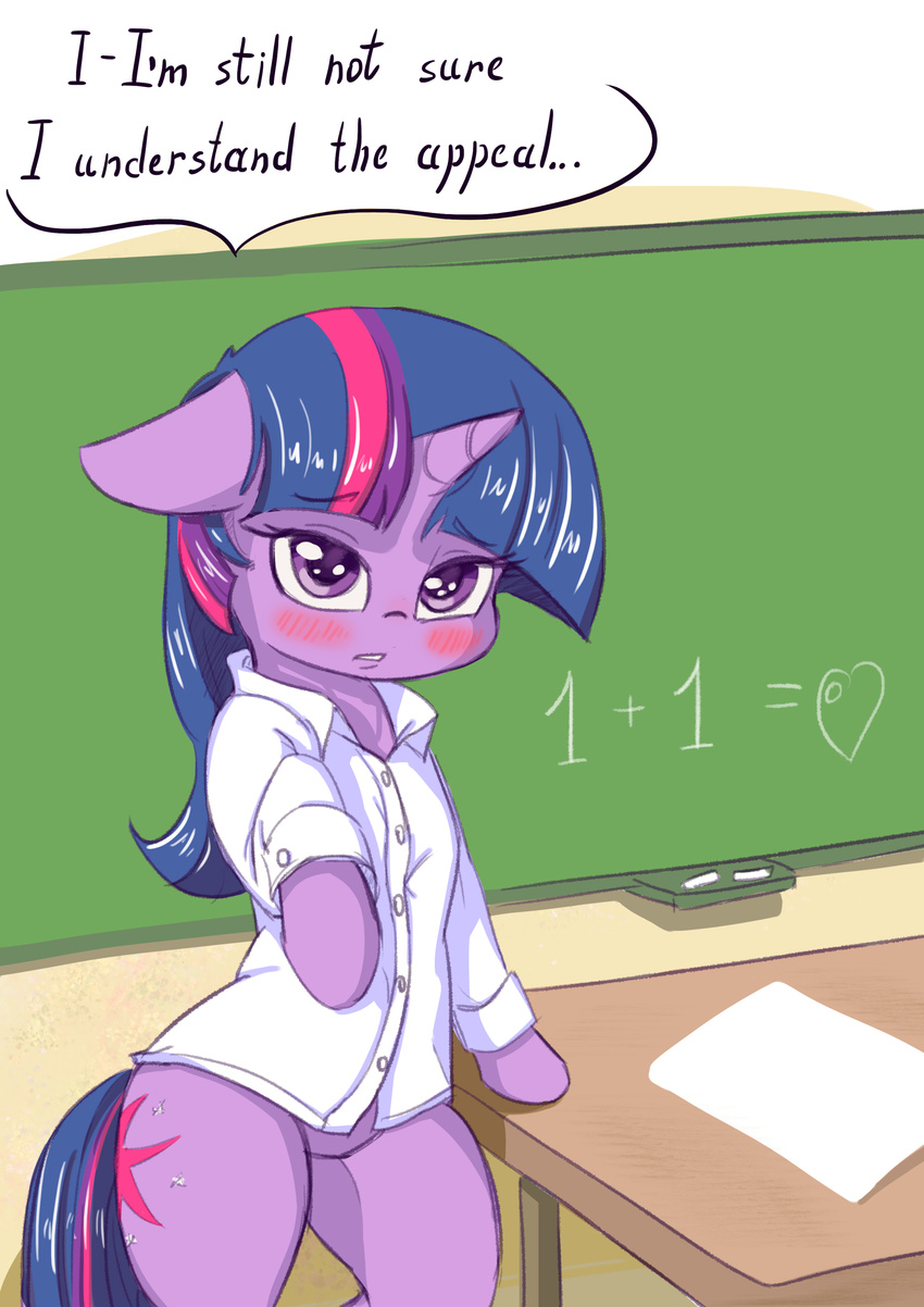 2017 absurd_res alcor90 blush clothed clothing cutie_mark dialogue english_text equine female friendship_is_magic hair hi_res horn long_hair mammal my_little_pony solo text twilight_sparkle_(mlp) unicorn
