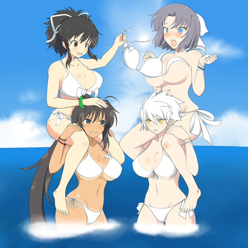 4girls asuka_(senran_kagura) barefoot bikini breasts feet homura_(senran_kagura) large_breasts miyabi_(senran_kagura) multiple_girls senran_kagura tagme toes yumi_(senran_kagura)