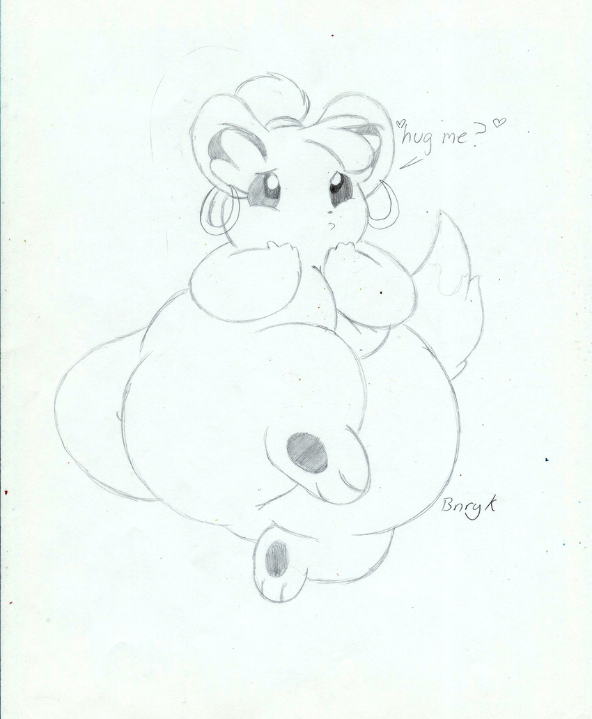 &lt;3 2011 3_toes :&lt; breasts bunearyk covering covering_breasts ear_piercing feet female fur hi_res looking_at_viewer minccino nintendo overweight overweight_female piercing pok&eacute;mon ponytail sketch solo text toes video_games watermark wide_hips