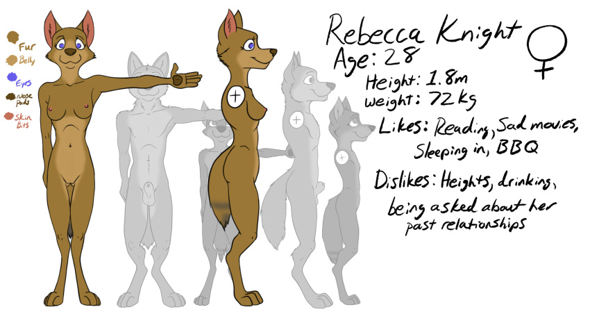 2017 4_toes anatomically_correct animal_genitalia animal_penis anthro blue_eyes breasts brother brown_fur canine coyote cub daughter digitigrade female flat_chested fur hi_res hybrid mammal mature_female misterpickleman model_sheet mother nipples nude parent penis pussy rebecca_knight sheath sibling sister smile son standing taylor_knight teenager text toes tristan_knight wolf young