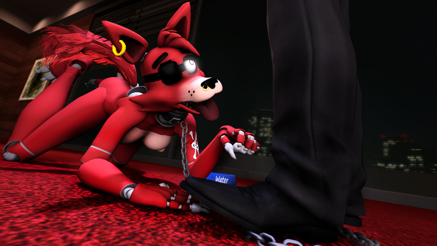 animatronic bdsm bondage bound breasts canine chain clothing collar digital_media_(artwork) female five_nights_at_freddy's foxy leash machine mammal muetank nipples nude petplay robot roleplay suit video_games