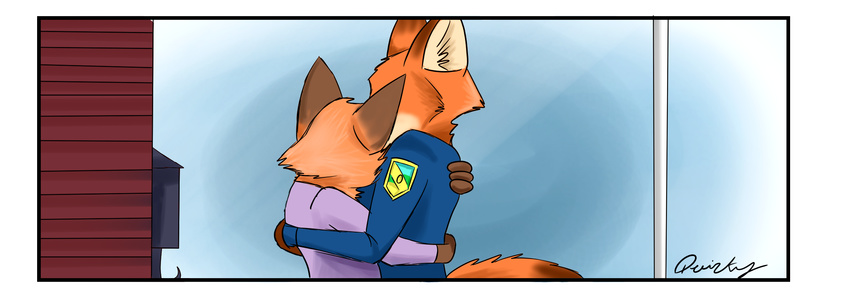 2017 anthro canine clothed clothing comic disney female fox male mammal mother mother_and_son mrs_wilde nick_wilde parent police_uniform quirky-middle-child son uniform zootopia