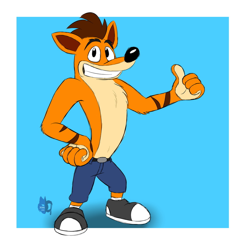 bandicoot bleuxwolf clothed clothing crash_bandicoot crash_bandicoot_(series) male mammal marsupial solo video_games