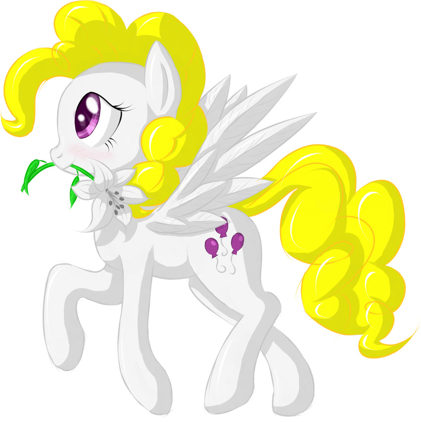 2013 cutie_mark equine eyelashes feathered_wings feathers feral flower mammal my_little_pony pegasus plant simple_background skorpionletun surprise_(pre-g4) wings