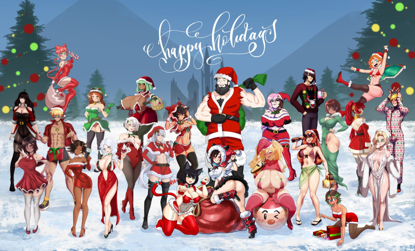 aestheticc-meme artist_request ass bikini black_hair blake_belladonna blonde_hair breasts brown_hair cat_girl character_request chest_hair christmas_tree cleavage emerald_sustrai english_commentary english_text everyone ghira_belladonna glynda_goodwitch green_hair happy_holidays highres huge_breasts jaune_arc jessica_cruz kali_belladonna khartemis kinathefox lainart large_breasts leux21eraser lie_ren lulu-chan92 massam.16 miniskirt multicolored_hair neo_politan neon_katt nora_valkyrie onesie pajamas phloxberry playboy_bunny pyrrha_nikos raven_branwen red_hair ruby_rose rwby santa_costume sienna_khan skirt summer_rose sun_wukong swimsuit sytokun tabletknight thighhighs thong weiss_schnee white_hair willow_schnee winter_schnee yang_xiao_long zuu_(zuuzu)