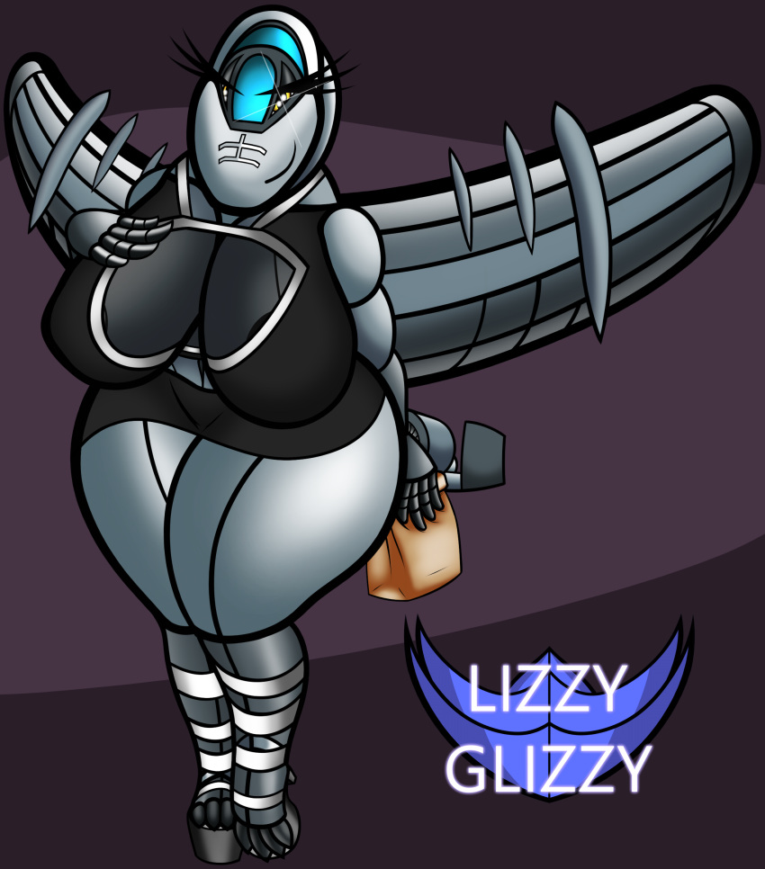 2023 absurd_res aircraft anthro big_breasts biped black_clothing blue_body bottomwear breasts claws clothed clothing dark_body dark_wings digital_drawing_(artwork) digital_media_(artwork) eyelashes female grey_body grey_clothing grey_wings hi_res holding_object huge_hips huge_thighs legwear living_aircraft living_machine living_vehicle lizzyglizzy looking_at_viewer machine multicolored_body smile solo thick_eyelashes thick_thighs topwear two_tone_body two_tone_wings vehicle watermark white_clothing wings yellow_eyes