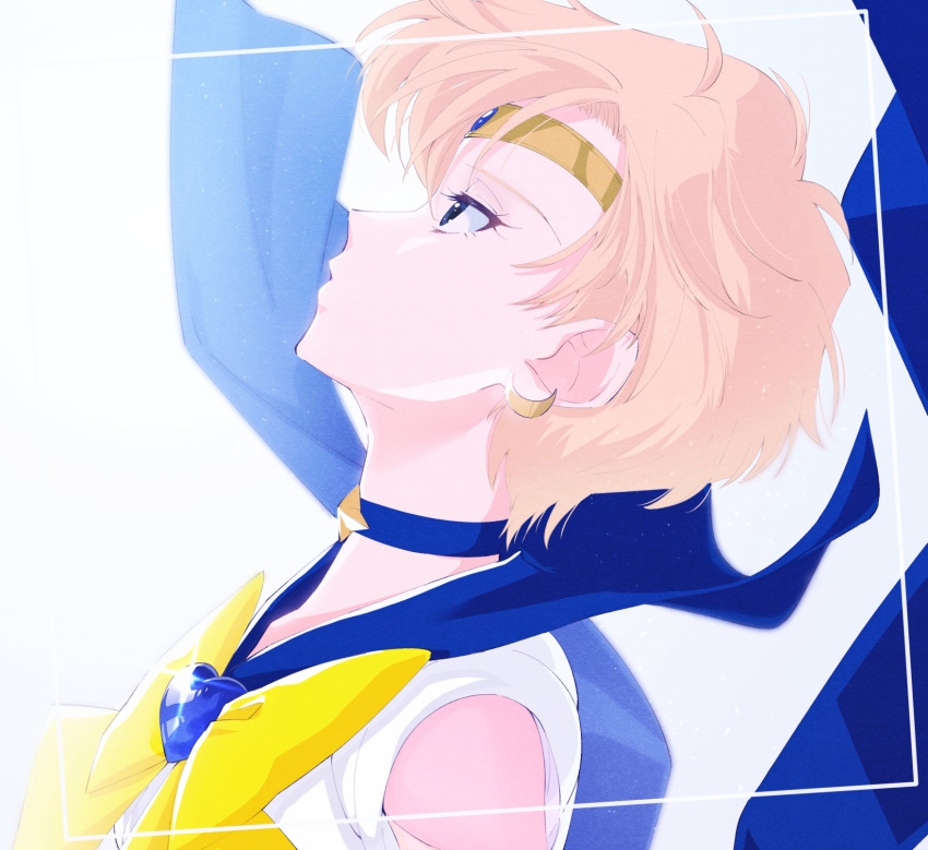 1girl bishoujo_senshi_sailor_moon crescent earrings highres jewelry sailor_uranus short_hair solo_focus star_(symbol) ten'ou_haruka tiara wataamesaikoh